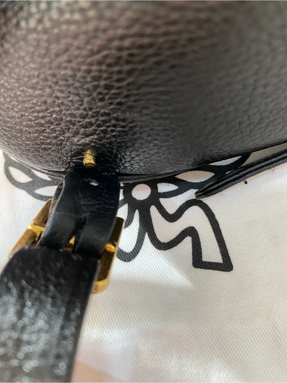 MCM Black Leather Mini Backpack with Gold Hardware Accents